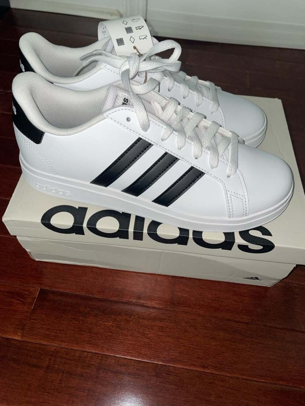 Adidas Grand Court 2.0 K White/Black Kids Sneakers GW6511 Size 6